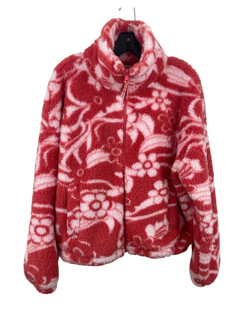 American Eagle AE Zip-Up Bear Hug Sherpa Jacket Size XS/S Oversized Red White